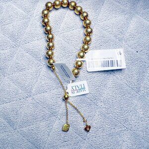 18k Gold Over Sterling Silver Beaded Bolo Bracelet